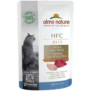 Comparateur de prix : 5x55g thon, sole HFC Jelly Almo Nature pour chat + 1 sachet offert !