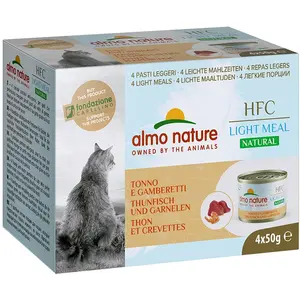 4x50g Natural Light thon, crevettes Almo Nature HFC - Pâtée pour chat pas cher