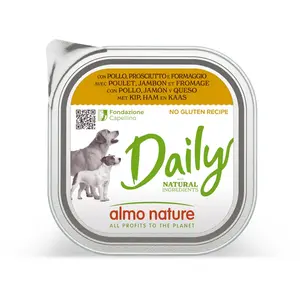 Comparateur de prix : 8x300g poulet, jambon, fromage Daily Almo Nature pour chien + 1 barquette offerte !