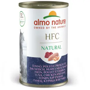 5x140g thon, poulet, jambon Natural HFC Almo Nature pour chat + 1 boîte offerte ! pas cher