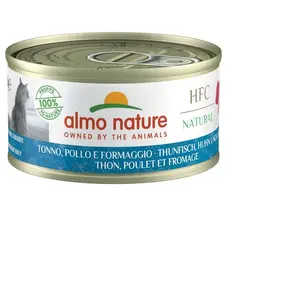Boîte Chat   Almo Nature HFC Cuisine Thon, Poulet et Fromage 70 gr pas cher