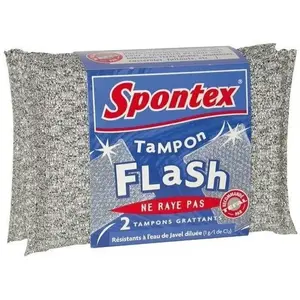 Comparateur de prix : Spontex Lot de 2 tampons Flash - grattants sans rayures