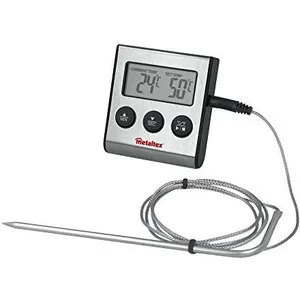 METALTEX Thermomètre et minuteur électronique aimanté avec sonde en inox - 2 en 1 pas cher