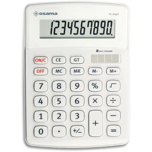 Osama, Big Display - Calculatrice de Poche à 10 Chiffres Soft Touch - Calculatrice College, Lycee et Bureau avec Recharge Solaire - Calculette Idéal comme Fourniture et Accessoire Bureau, Blanc