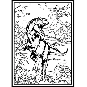 Tableau velours a colorier LE TYRANOSAURE TREX Sericolor
