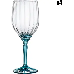 Bormioli Rocco Florian Lot de 4 verres à vin blanc et à spritz Bleu Lucent 39 ml
