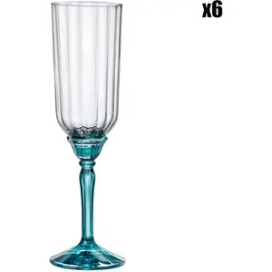 Bormioli Lot de 4 Flûtes à champagne en Verre, transparent, 21 cl pas cher