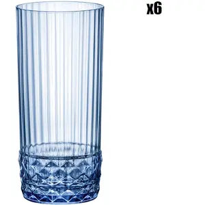 Bormioli - Bormioli Lot de 6 Gobelets AMERICA '20S 49 Cl-Bleu Saphire pas cher