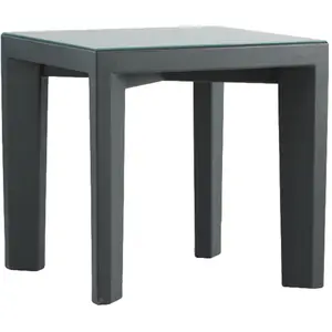 Slide Table Basse Pour Extérieur Gino (Noir - Polyéthylène Et Verre)