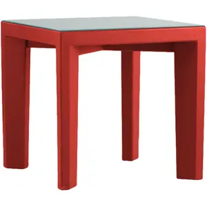 Slide Table Basse Pour Extérieur Gino (Rouge - Polyéthylène Et Verre)