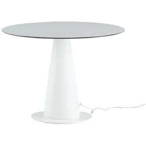 SLIDE petite table lumineux avec plateau rond HOPLÀ (Ø 100 cm - Polyét...