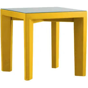 Slide Table Basse Pour Extérieur Gino (Jaune - Polyéthylène Et Verre)