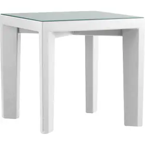 SLIDE table basse pour extérieur GINO (Blanc - Polyéthylène et verre)