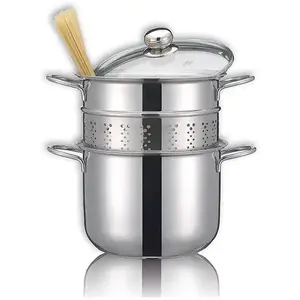 Inoxriv Cuiseur à pâtes en inox 18 10 avec couvercle en verre 22 cm 5 ... pas cher