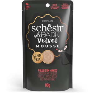 Schesir After Dark, Goût de Poulet au Boeuf en Souris, Nourriture Humide complète pour Chats Adultes (sachets12 de 80 g)