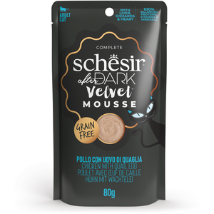 Schesir After Dark, Goût de Poulet aux oeufs de caille Velvet Mousse, Nourriture Humide complète pour Chats Adultes (12 enveloppes de 80 g) pas cher