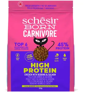 Comparateur de prix : Schesir Born Carnivore, au goût Poulet et hareng, Croquettes pour chat...