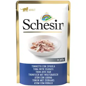 6x85g Schesir en gelée thon, bar en gelée - Pâtée pour chat pas cher