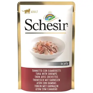 SCHESIR-Sachet Chat - Schesir Thon et crevettes en gelée - 85 gr