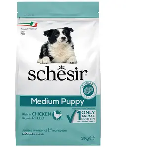 Comparateur de prix : Schesir Dog Dry Medium Puppy au poulet 3 kg, croquettes pour chien