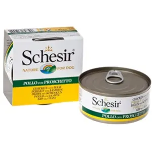 Comparateur de prix : Schesir chien - filets de poulet et jambon - 150 g