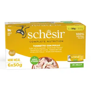 6x50g Thon avec Poulet Schesir Complete Nutrition en Gelée Nourriture ... pas cher