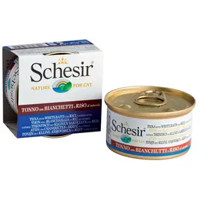 Comparateur de prix : Schesir chat - thon, blanchailles et riz au naturel - 85 g