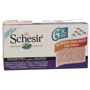 Comparateur de prix : Schesir - Boîtes Pâtée au Thon avec Boeuf en Gelée pour Chat - 6x50g