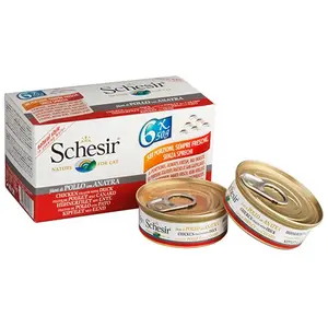 Comparateur de prix : Schesir Schesir Filets De Poulet Avec Canard Pour Chat Multipack 6 X 50 G