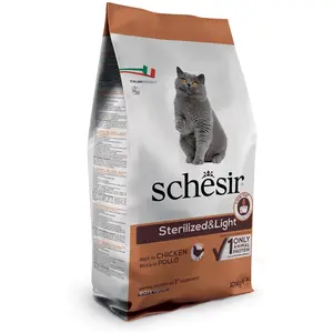Comparateur de prix : 10kg sterilised & light avec poulet Schesir nourriture pour chat sèche