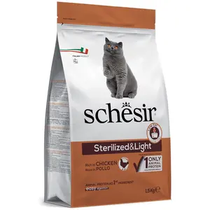 Comparateur de prix : 1,5kg Sterilized & Light poulet Schesir - Croquettes pour Chat