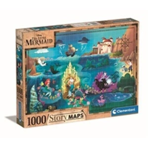 Clementoni Puzzle 1000 pièces : Disney Story Maps : La Petite Sirène Coloris Unique pas cher