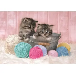 Puzzle - CLEMENTONI - Chatons et pelotes - 104 pièces - Rose - Animaux pas cher