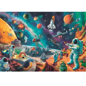 Clementoni - Puzzle pour enfants 104 pièces Supercolor, pour enfants à partir de 6 ans, illustration Cosmic Crew, idée de cadeau, Made in Italy, 37,9 x 26,9 cm, 25036 pas cher