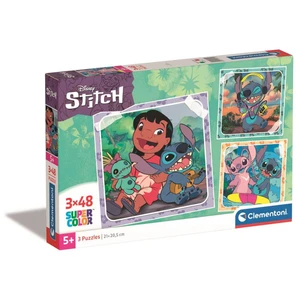 Puzzle de 3x48 pièces enfant Clementoni Disney Stitch 21x20,5 cm pas cher
