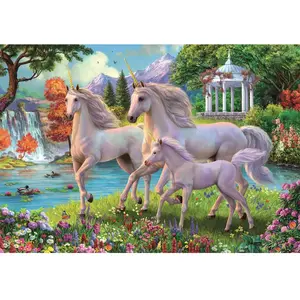 Clementoni Puzzle 180 pièces : Licornes et cascade