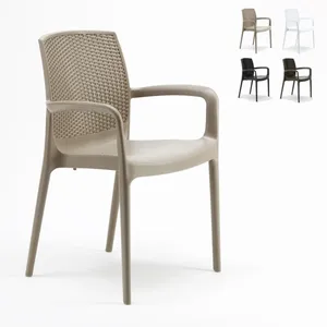 Grand Soleil Lot de 6 fauteuils empilables BOHEME coloris anthracite pas cher