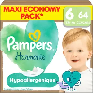 Pampers Harmonie Maxi Pack T6 13 Kg Et + 64 couches pas cher