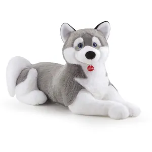 Peluche - TRUDI - Husky Marcus junior - 100 cm - Gris/Blanc
