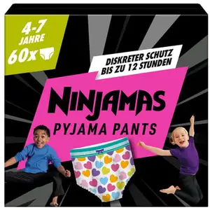 Comparateur de prix : NINJAMAS Couches culottes pyjamas pack mensuel, 4-7 ans, 60 pièces