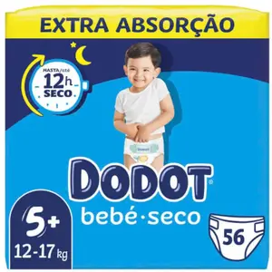 Dodot Couches Bébé Sèches Bébé Extra Taille 5+ 12-17kg 56uts pas cher