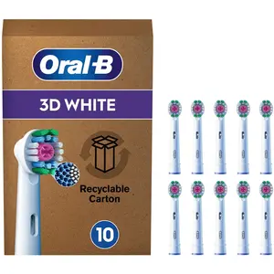 Oral-B Pro Lot De 10 Brossettes De Rechange 3D White, AUTHENTIQUES, Blanches, Cupule De Polissage Pour Des Dents Blanches Sans Taches, Embout Pour Les Brosses A Dents Electriques Oral B Pro, Carton