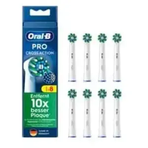 Comparateur de prix : Oral-B Pro CrossAction Lot de 8 têtes de brosse à dents électrique pour nettoyage des dents avec poils innovants en forme de X - Fabriquées en Allemagne