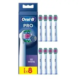 Comparateur de prix : Pack de 8 brossettes pour brosse à dents Oral-B Pro 3D Blanc