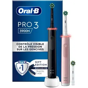 Comparateur de prix : Oral-B Coffret duo - Brosses à dents électriques - Pro 3900 duo - Noir & rose
