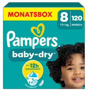 Comparateur de prix : Pampers Couches Baby-Dry taille 8 17 kg+ pack mensuel 1x120 pièces