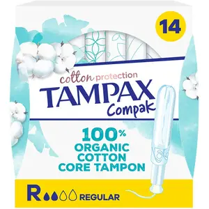 Comparateur de prix : Tampax Compak Cotton Régulier 100% Coton Bio 14 Tampons