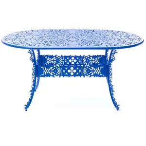SELETTI table ovale INDUSTRY GARDEN (Sky bleue - Aluminium) pas cher