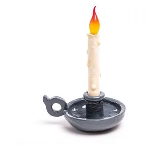 SELETTI Lampe de table déco LED Grimm Bugia bougie grise pas cher