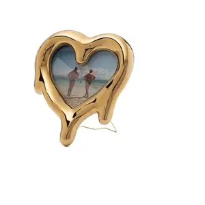 Seletti Cadre photo coeur fondu/miroir or - 10059 pas cher